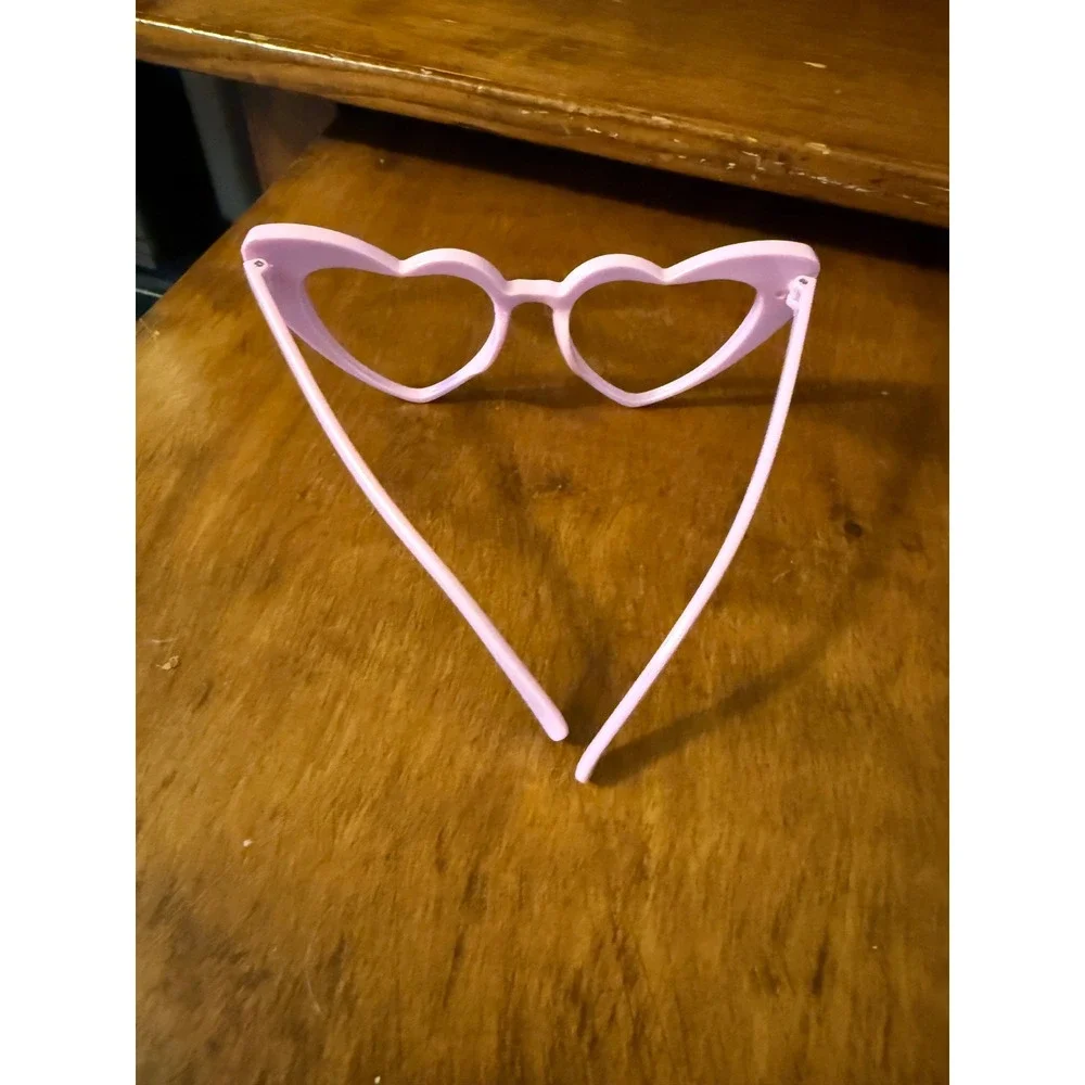 Pink Heart Shaped Glasses Frames Novelty Costume Eyewear Clear Lens Retro Kitsch